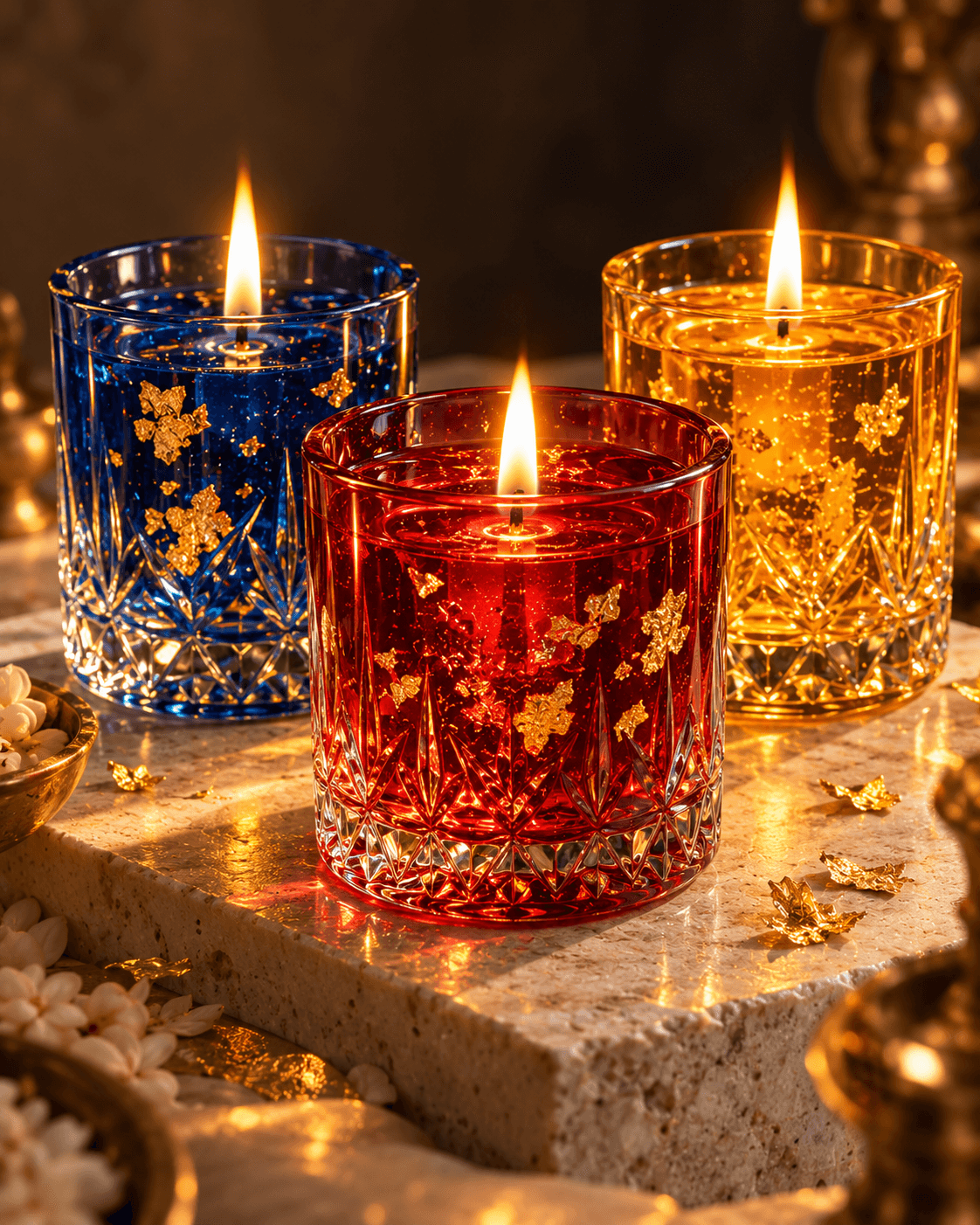 Jewel-Toned Glass Jelly Gel Candles (Set of 12)